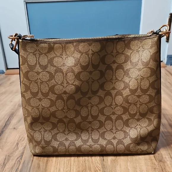 Coach Signature Marlon Women's Dark Brown and Tan Hobo Bag - Picture 3 of 17